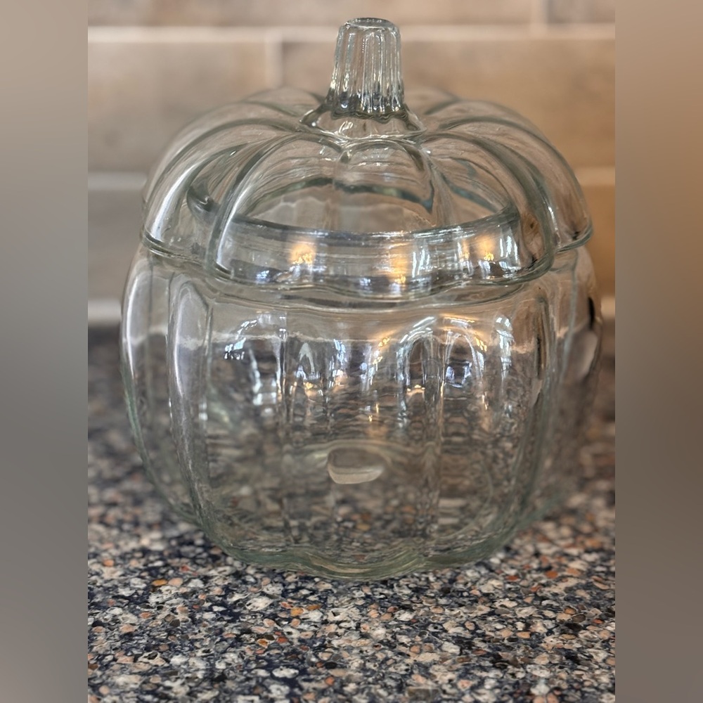Clear Glass Pumpkin Jar with Lid